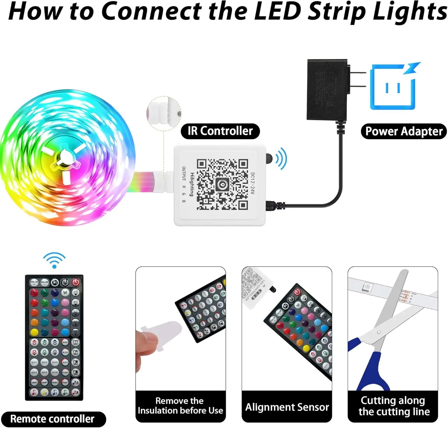 50FT RGB LED Strip Lights for Bedroom, Color Changing with Music Sync, Remote & App Control for Room Decor