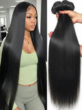 Real Human Hair 36 40 Inch Bone Straight Raw Hair Human Hair Bundles Extensions 3 4 Bundle Black Brazilian Remy  Weave  Bundles