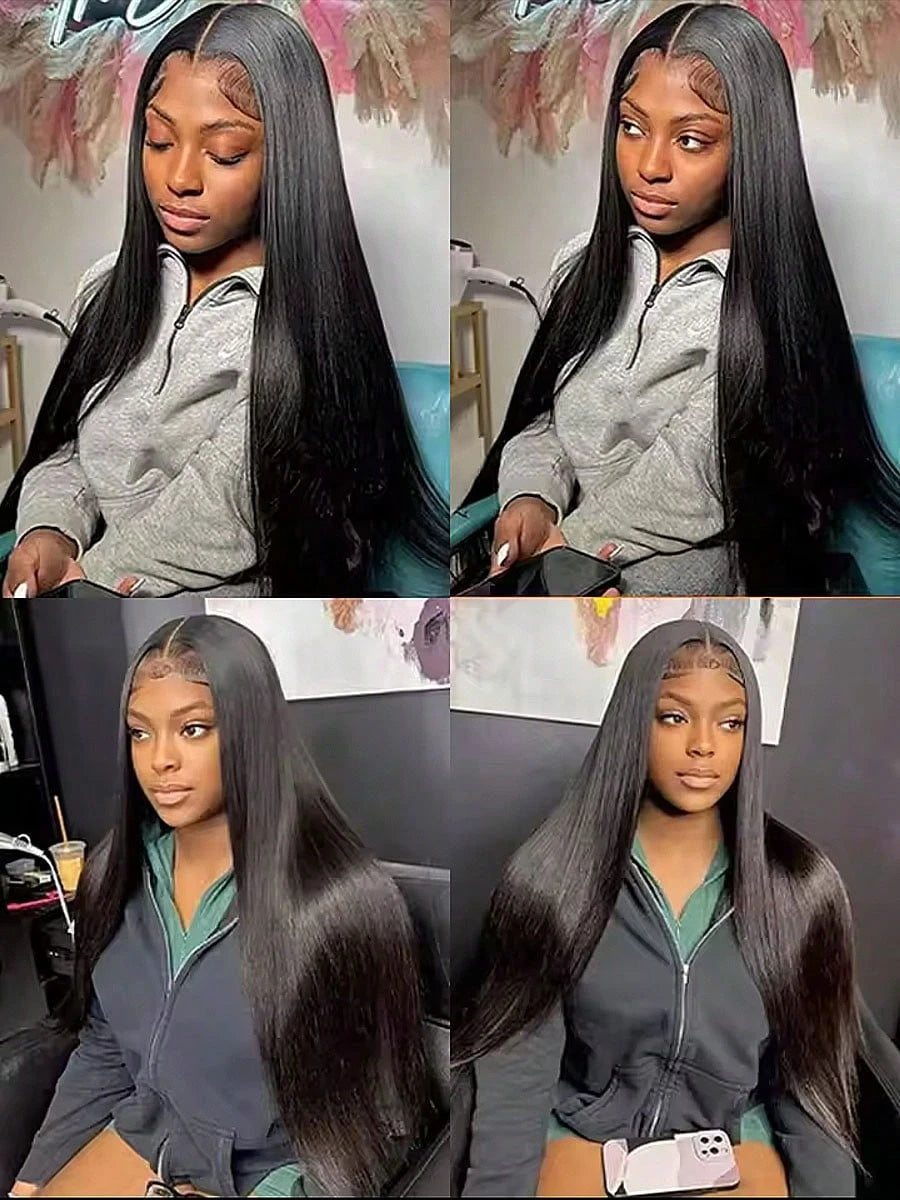 Real Human Hair 36 40 Inch Bone Straight Raw Hair Human Hair Bundles Extensions 3 4 Bundle Black Brazilian Remy  Weave  Bundles
