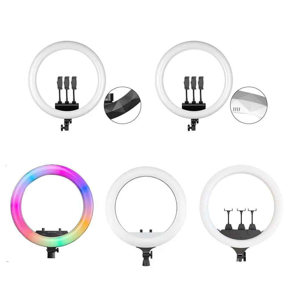 SH 18"LED Selfie Ring Light Photography Video Light RingLight Phone Stand Tripod Fill Light Dimmable Lamp Trepied Streaming