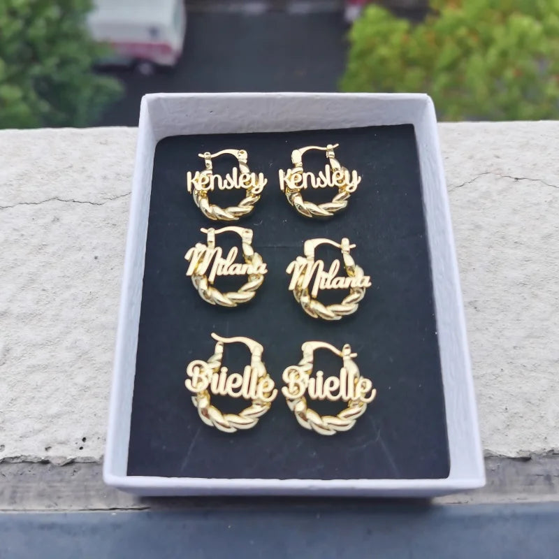 LeeChee Personalization Mini Twist Hoop Kids Custom Name Earrings For Baby Small Hoop Earring Kids Gift