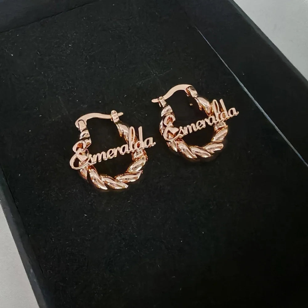 LeeChee Personalization Mini Twist Hoop Kids Custom Name Earrings For Baby Small Hoop Earring Kids Gift