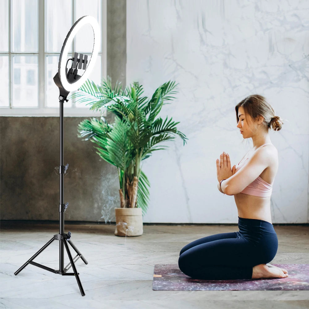 SH 18"LED Selfie Ring Light Photography Video Light RingLight Phone Stand Tripod Fill Light Dimmable Lamp Trepied Streaming