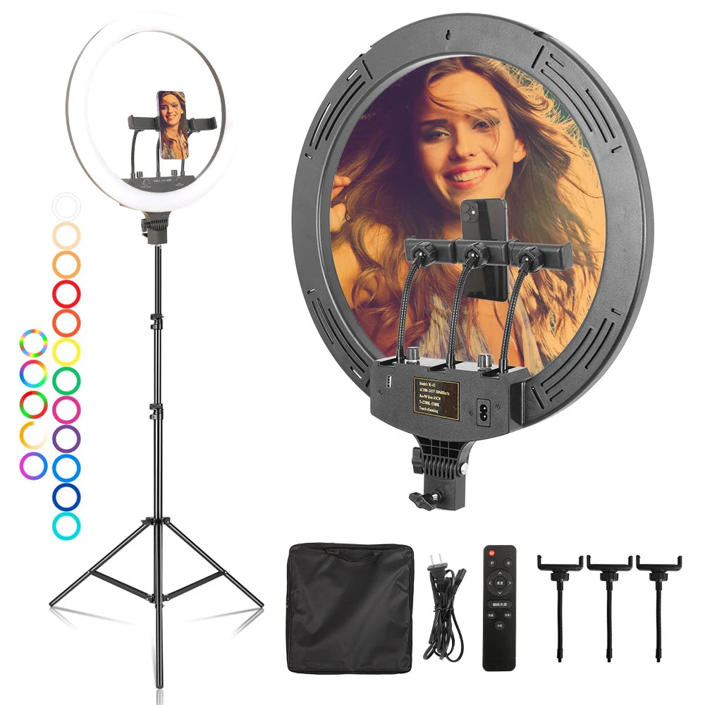 SH 18"LED Selfie Ring Light Photography Video Light RingLight Phone Stand Tripod Fill Light Dimmable Lamp Trepied Streaming