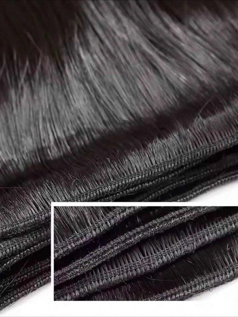 Real Human Hair 36 40 Inch Bone Straight Raw Hair Human Hair Bundles Extensions 3 4 Bundle Black Brazilian Remy  Weave  Bundles