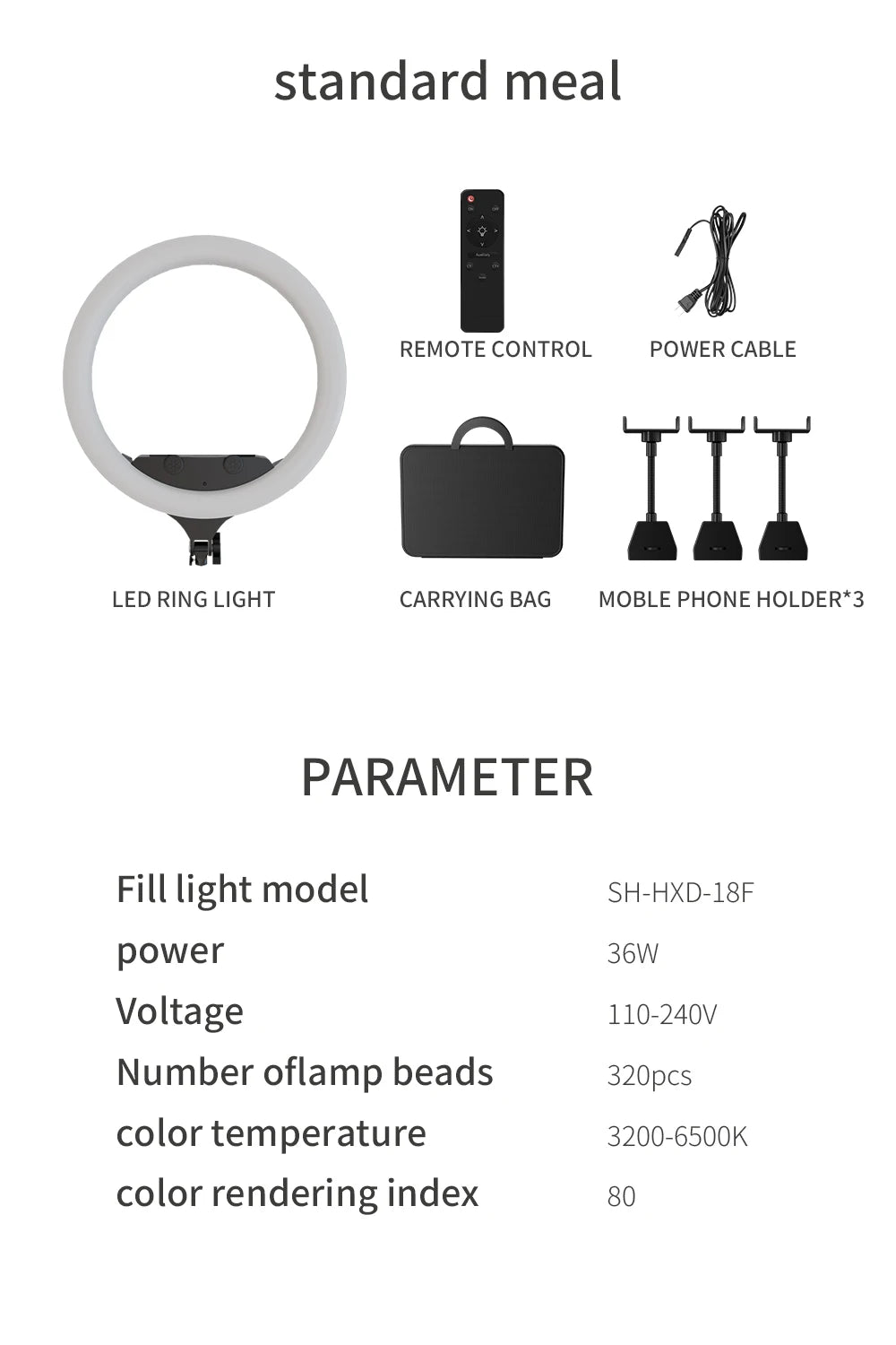 SH 18"LED Selfie Ring Light Photography Video Light RingLight Phone Stand Tripod Fill Light Dimmable Lamp Trepied Streaming