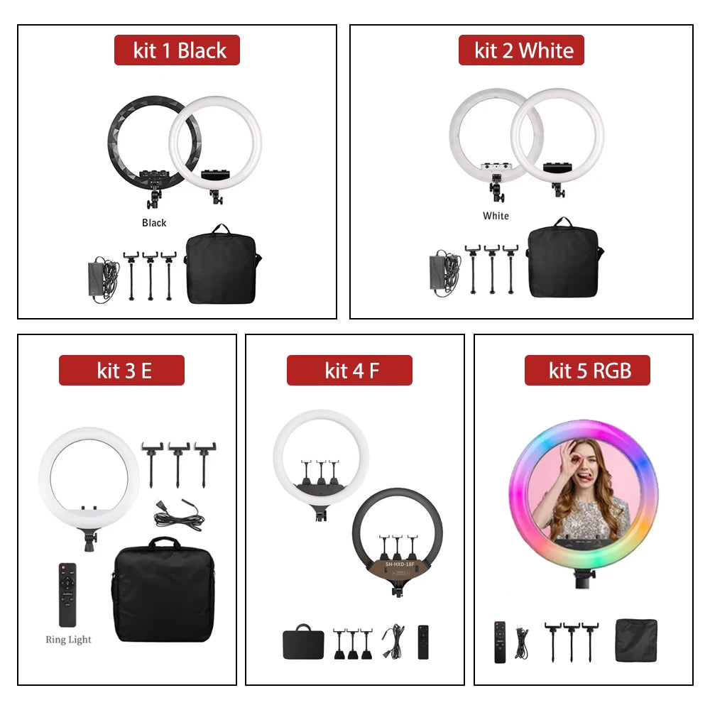 SH 18"LED Selfie Ring Light Photography Video Light RingLight Phone Stand Tripod Fill Light Dimmable Lamp Trepied Streaming