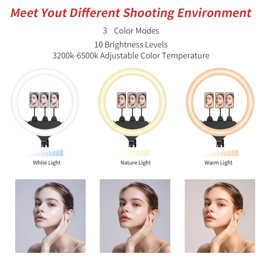 SH 18"LED Selfie Ring Light Photography Video Light RingLight Phone Stand Tripod Fill Light Dimmable Lamp Trepied Streaming