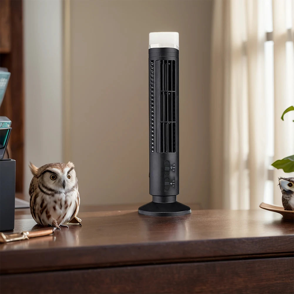 LED Tower Fan Bladeless Tower Fan 90 Degree Oscillating Quiet Portable USB Electric Desk Fan with Light for Home Bedroom Office